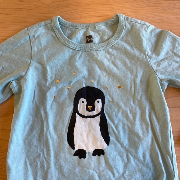 Tea Collection Girls Golden Stars and Penguin Long Sleeve Shirt 18-24 months 🐧 - Picture 2 of 5